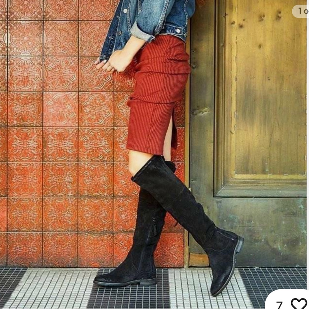 Miz Mooz New York City Tracy Black Suede Over the Knee Boots